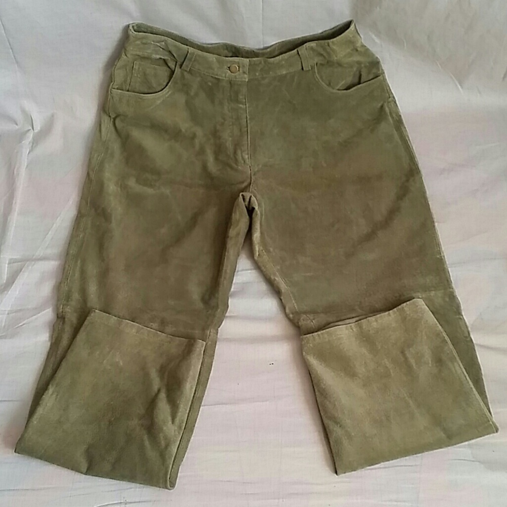 METRO STYLE Leather Pants Green Size 14